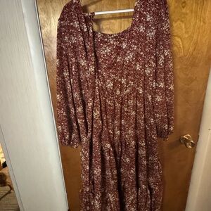 Hayden rust and White Floral Long Sleeve Dress